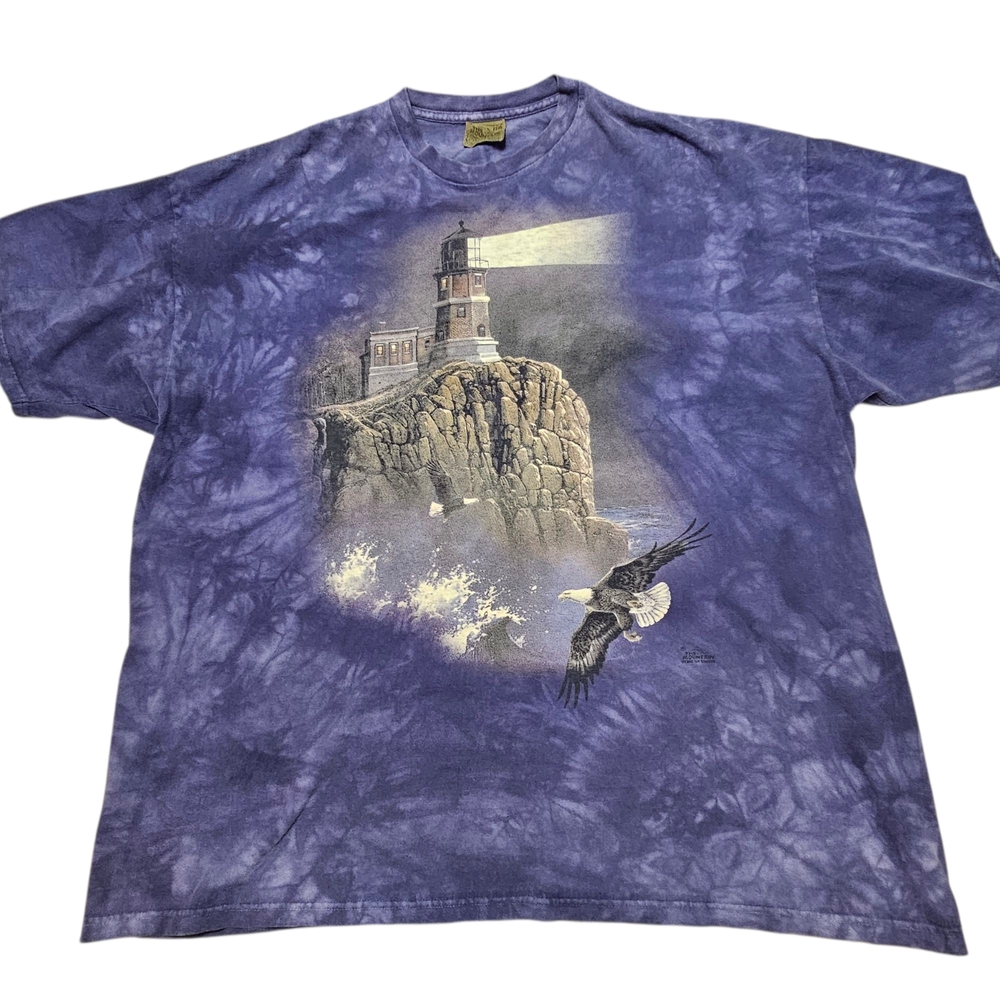 The Mountain Bald Eagle Lighthouse Tie Dye Tee XXXL 3X VINTAGE 1999
